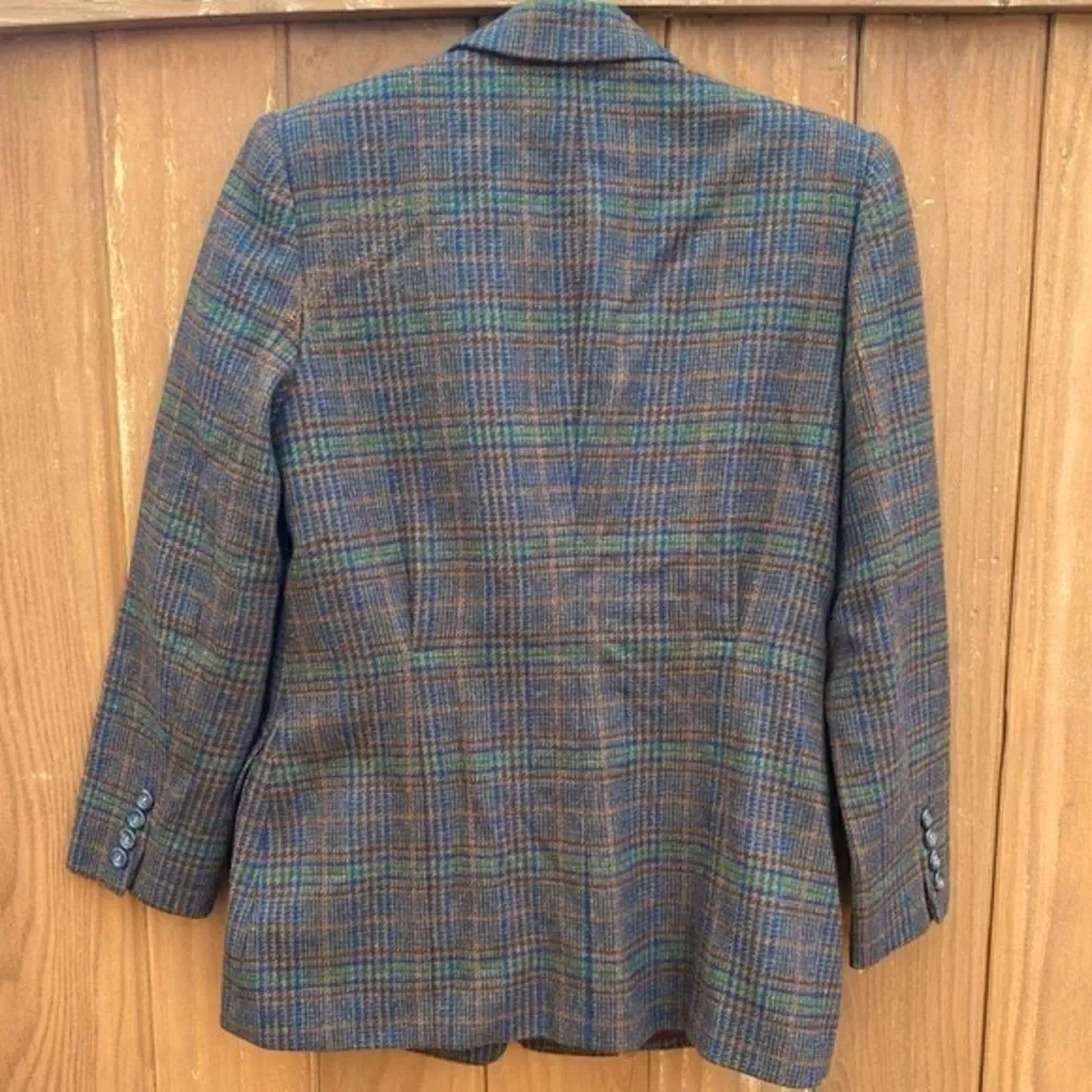 Ralph Lauren single breasted lambswool brown lined plaid blazer Sz 6P - EUC! - Picture 2 of 6